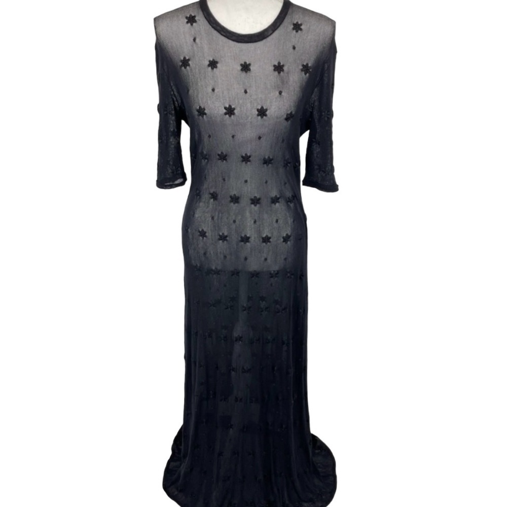 Vivienne Tam “Sheer Beauty” Embroidered Maxi Dress Size S/L Black